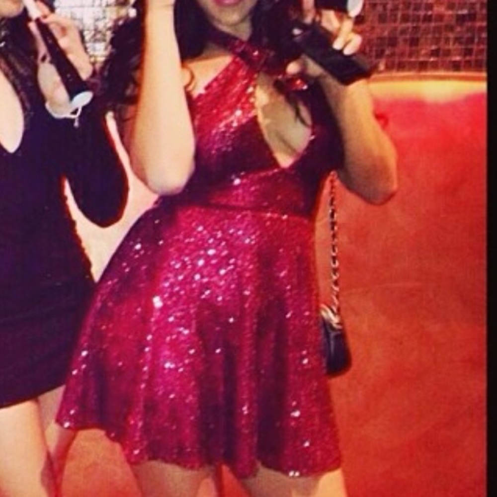 Red Sequin Skater Dress